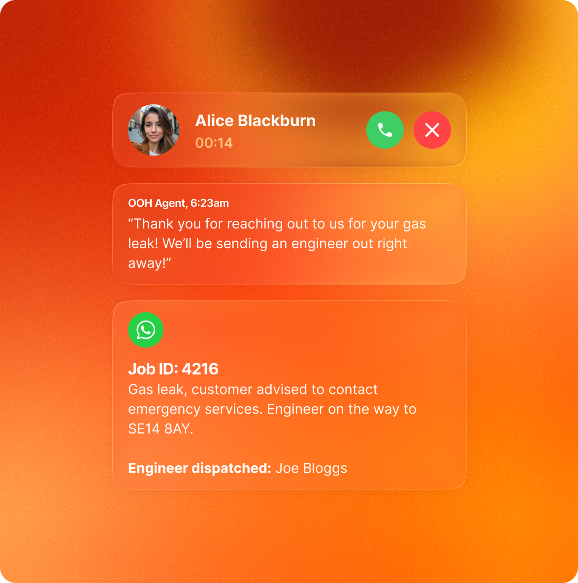 Out of hours Elyos AI Agent calling and dispatching an engineer